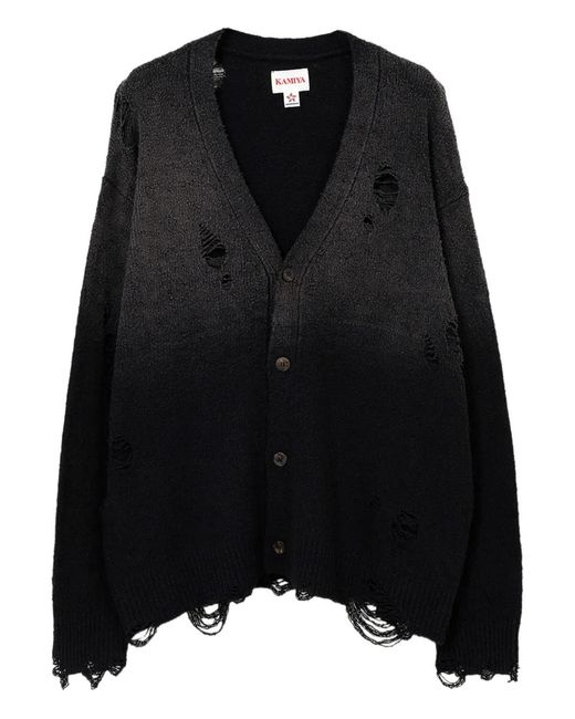 KAMIYA Ausgeblichener Cardigan Im Distressed-Look in Black für Herren