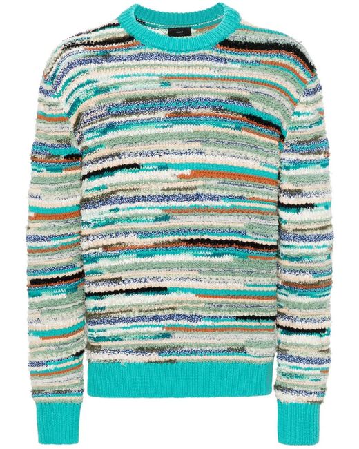 Alanui Blue Madurai Striped Cotton-Blend Sweater for men