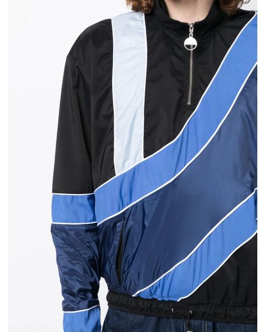 Ahluwalia Blue Striped Half-Zip Jacket for men