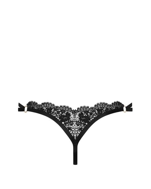 Maison Close Black Lace Ring-Detail Thong
