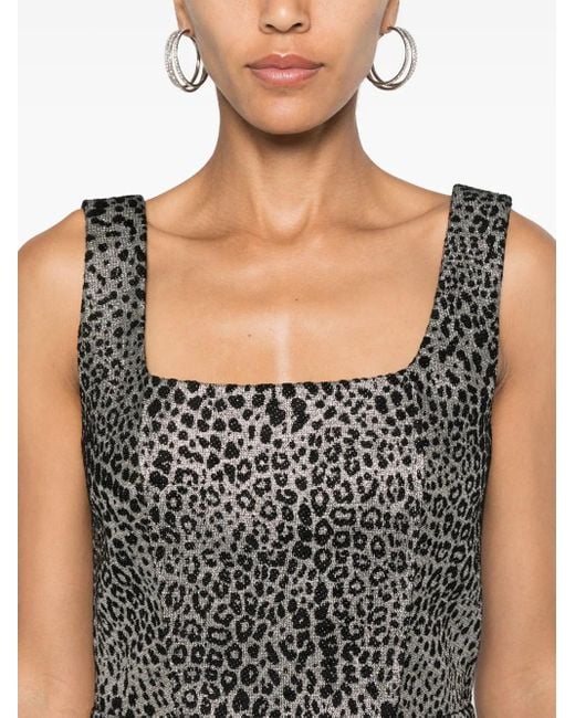 Vestido midi con motivo animalier en jacquard Genny de color Black