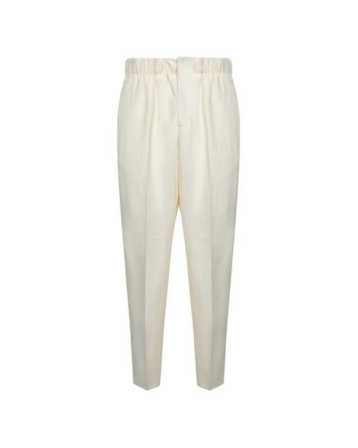 Laneus White Elasticated-Waistband Trousers for men