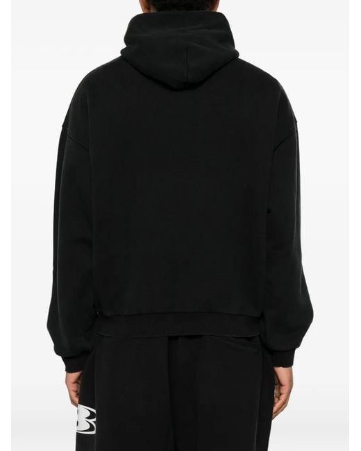 Cole Buxton Black Logo-Print Pouch-Pocket Hoodie for men