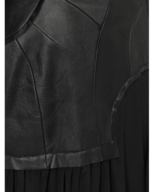 Yohji Yamamoto Black Lambskin And Silk Dress