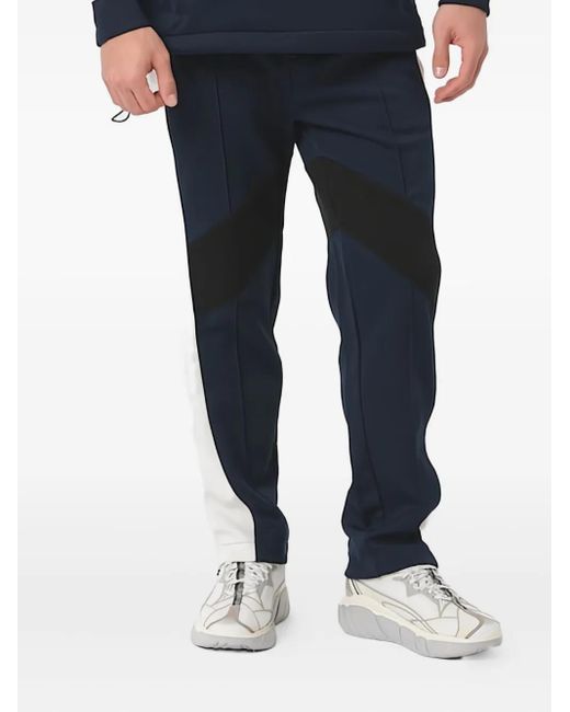 HUGO Blue Panelled Logo-Patch Track Pants for men