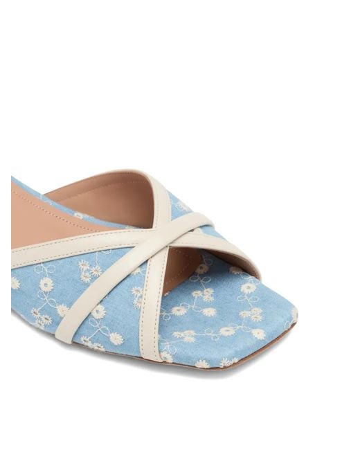Malone Souliers Blue Perla Floral-Print Sandals
