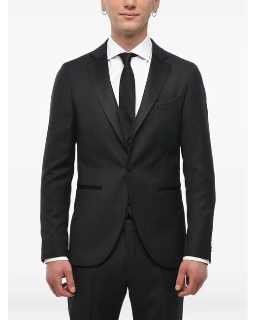 Corneliani Black Three-Piece Jacquard Suit for men