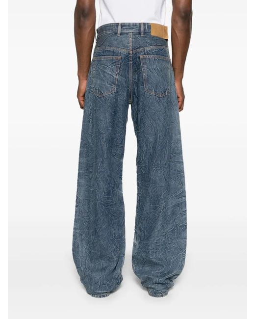 MM6 by Maison Margiela Blue Cracked-Effect Straight-Leg Jeans for men