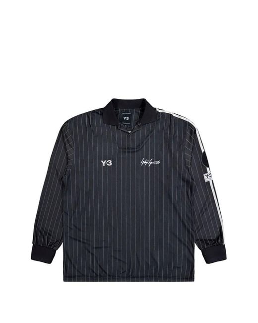 Y-3 Blue Elite 5 Striped Long-Sleeve Football Jersey T-Shirt for men
