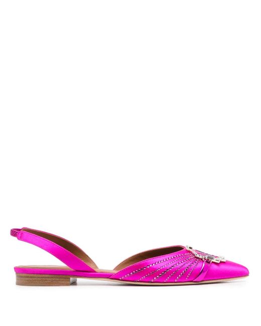 Malone Souliers Pink Crystal-Embellished Ballerina Shoes