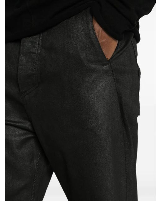 Thom Krom Black Coated Straight-Leg Trousers for men