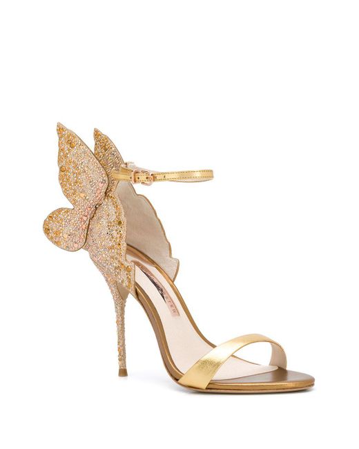 Sophia Webster Leather Butterfly Embellished Sandals in Gold (Metallic ...