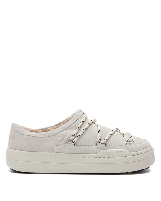 Moon Boot White Park Lace-Up Shearling Slip-Ons