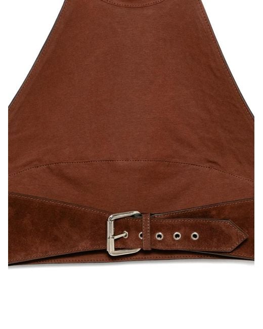 Monse Brown Leather Halter Top