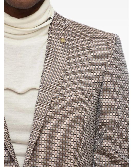 Corneliani Gray Geometric-Pattern Single-Breasted Blazer for men