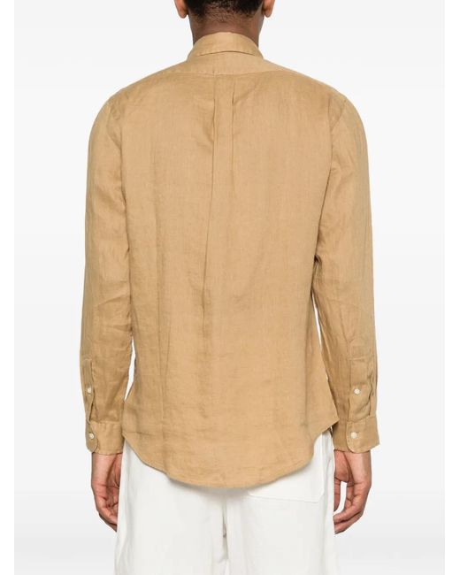 Polo Ralph Lauren Natural Custom-Fit Button-Down Collar Long Sleeve Shirt for men