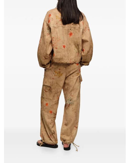 Bimba Y Lola Natural Floral Cargo Trousers