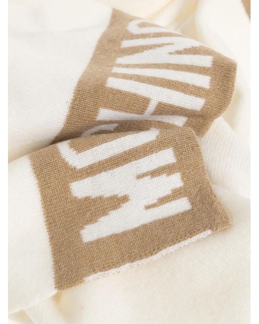 Moschino Natural Logo-Intarsia Scarf