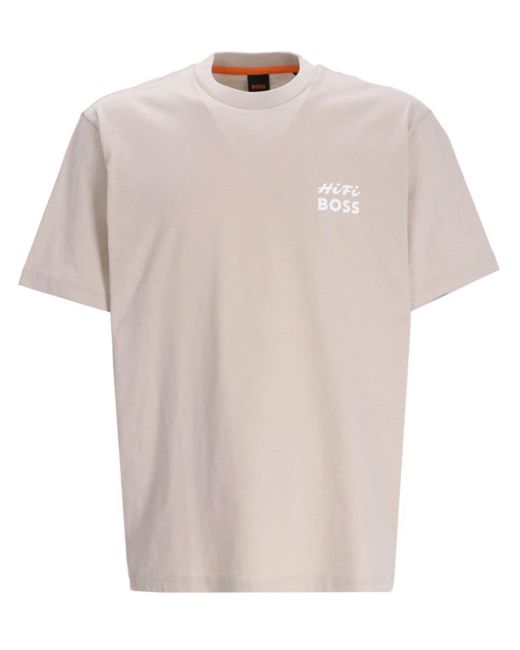 T-shirt en coton à imprimé graphique Boss pour homme en coloris White