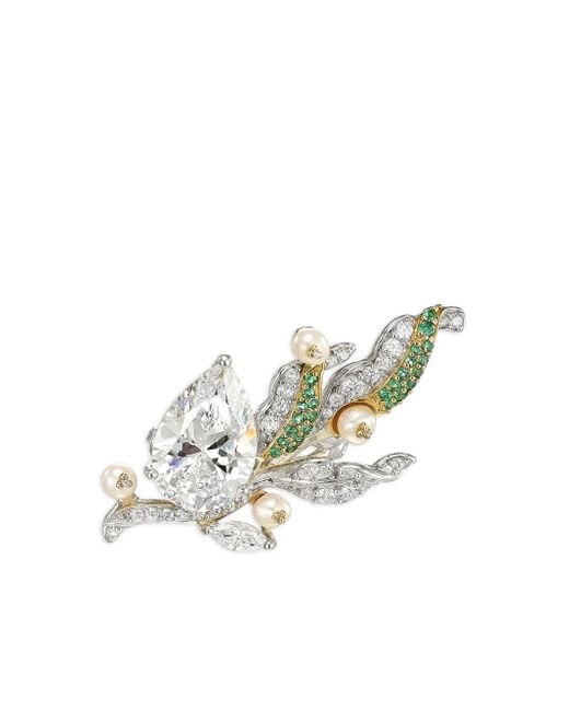 Anabela Chan White 18Kt Lily Of The Valley Gelb- Und Weißgoldring Mit Steinen
