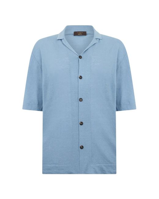 Slowear Blue Buttoned Short-Sleeve Knitwear for men