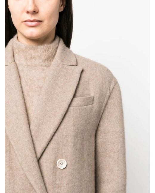 Brunello Cucinelli Natural Double-Breasted Cashmere Coat