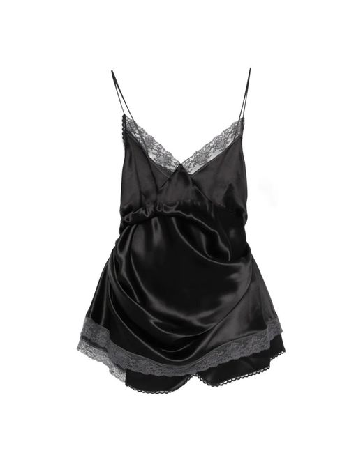 draped halterneck satin mini dress in black Dream Girl Satin Lace Trim Mini Dress