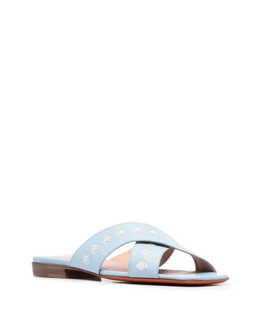 Santoni Blue Crossover Straps Sandals