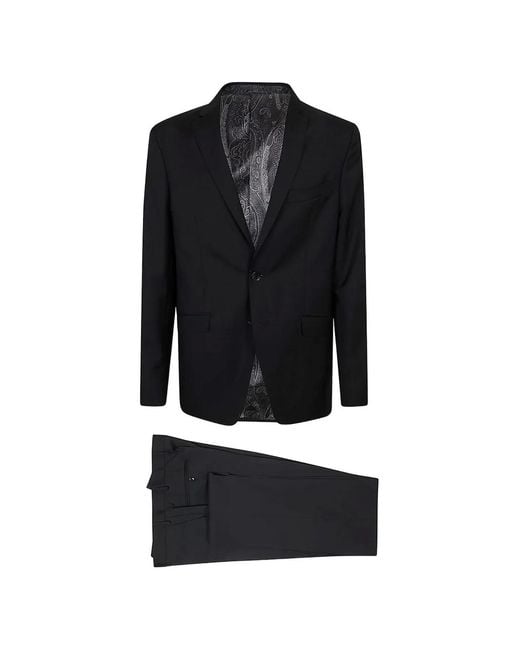 Etro Black Single-Breasted Suit for men