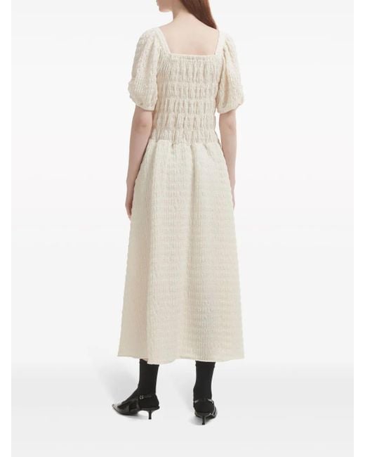 B+ AB Natural Smocked Midi Dress