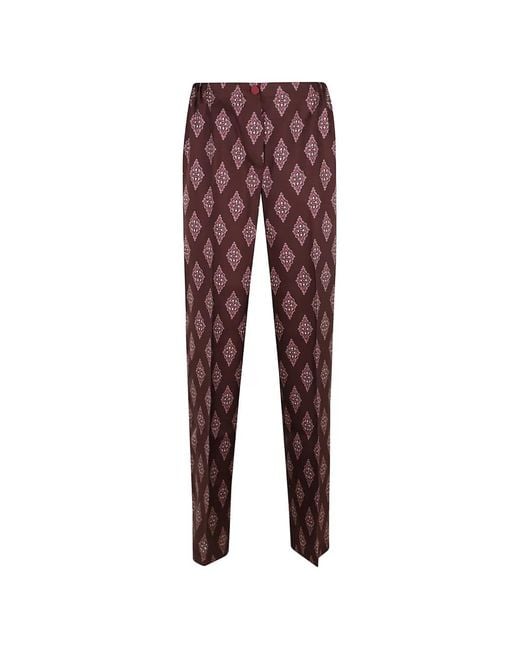 F.R.S For Restless Sleepers Purple Coll Diamond-Print Trousers