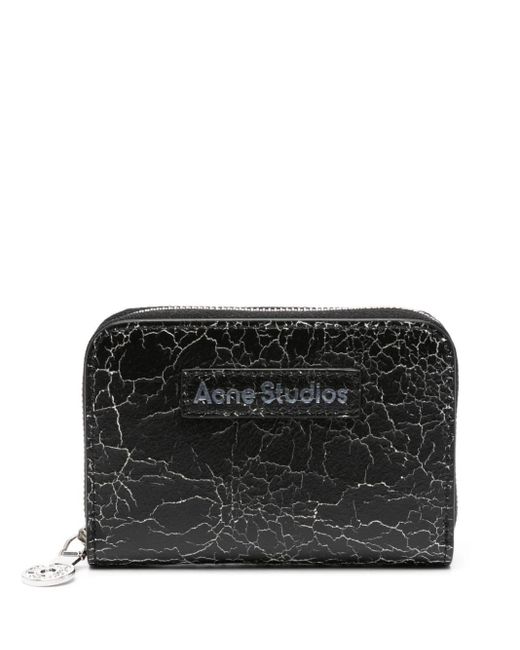Acne Black Logo-patch Cracked Leather Wallet