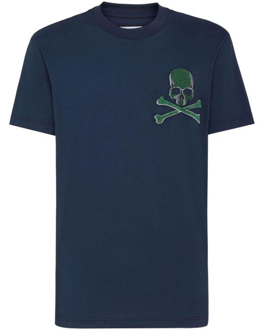 Philipp Plein Blue Gothic Plein Cotton T-shirt for men