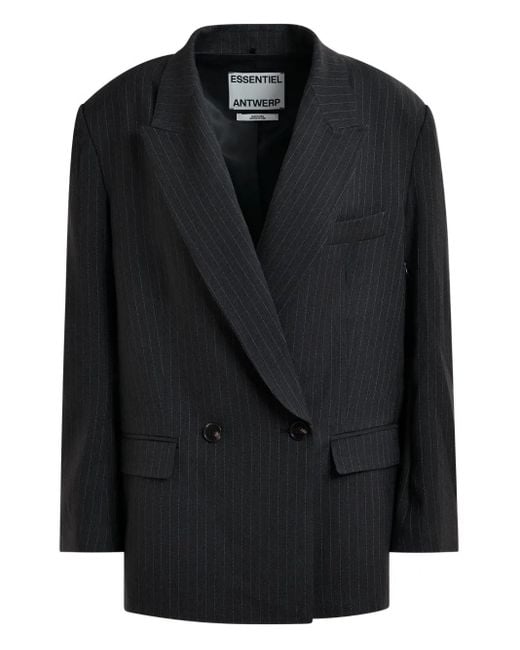 Essentiel Antwerp ストライプ ダブルジャケット Black