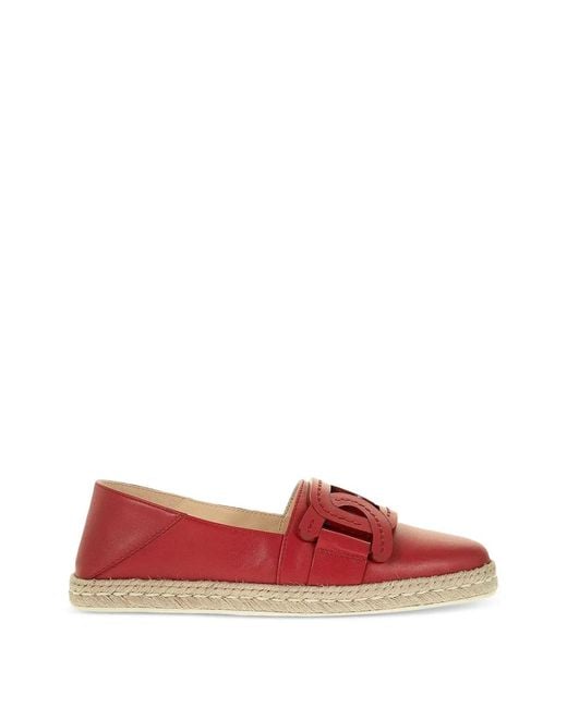 Tod's Red Appliqué Espadrilles