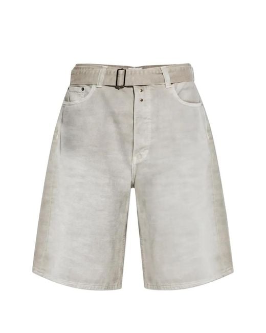 Haikure White Herren Belted Denim Shorts for men