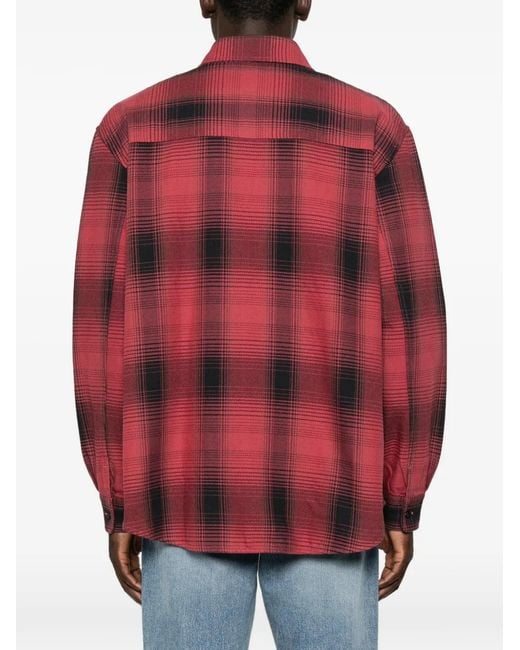 Our Legacy Red Ranch Check-Pattern Shirt for men
