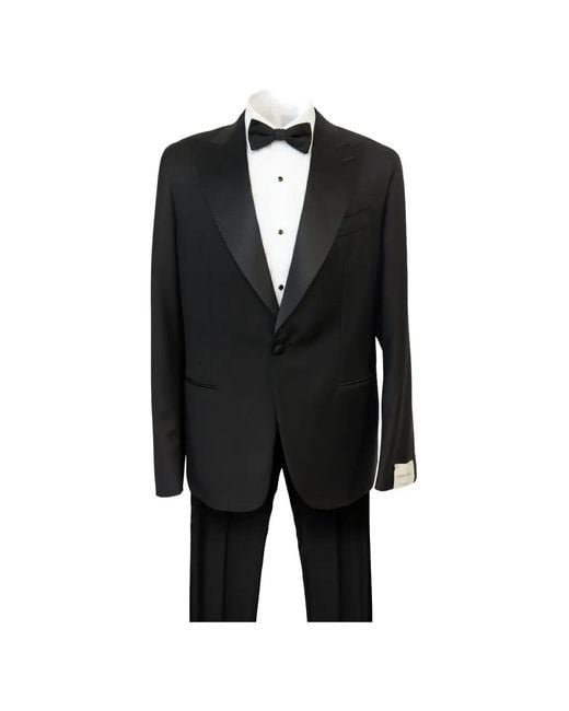 Caruso Black Aida Shawl-Lapel Tuxedo Single-Breasted Suit for men
