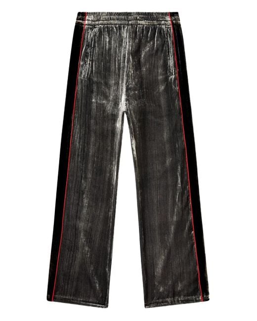 DIESEL Gray P-Hay Velour Side-Stripe Trousers for men
