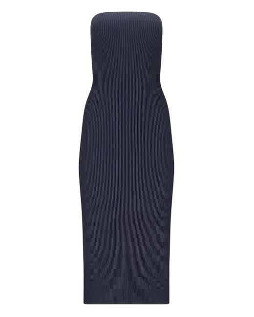 Max Mara Blue Schulterfreies Midikleid