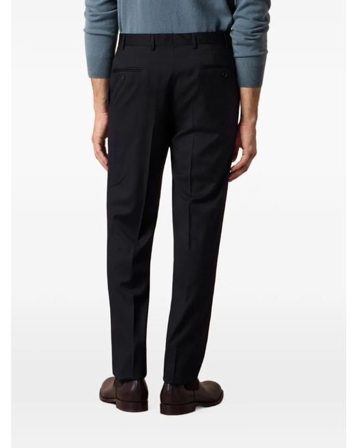Brooks Brothers Black Flat-Front Virgin Wool Trousers for men