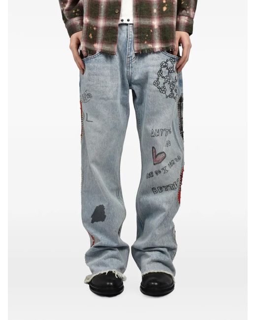 Satoshi Nakamoto Gray Nessa Patchwork Jeans for men