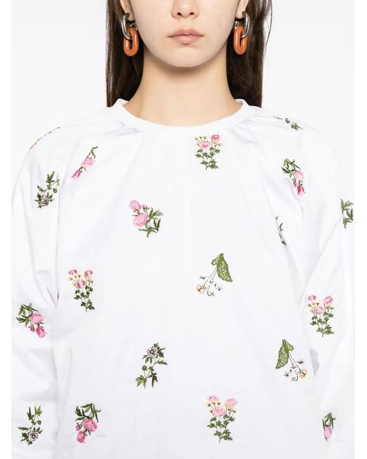 Cynthia Rowley White Floral-Embroidered Pullover