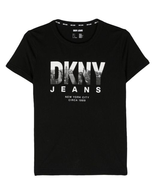 DKNY Black Skyline Photograph-print T-shirt