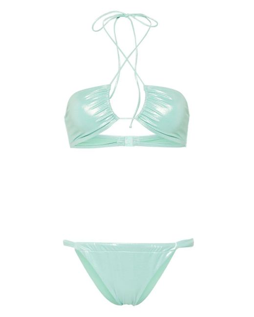 Mc2 Saint Barth Green Iridescent-effect Bikini