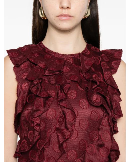 Ulla Johnson Red Kavita Cascading Ruffled Midi Dress