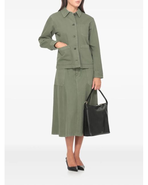 A.P.C. Green Button-Fastening Patch-Pocket Shirt