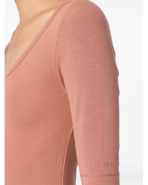 Calvin Klein Pink Ribbed-Knit Stretch-Modal Dress