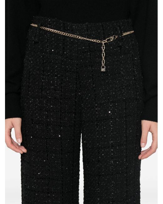 Maje Black Sequinned Tweed Trousers