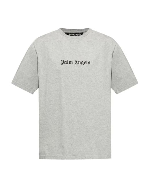 Palm Angels Gray T-Shirt With Print for men